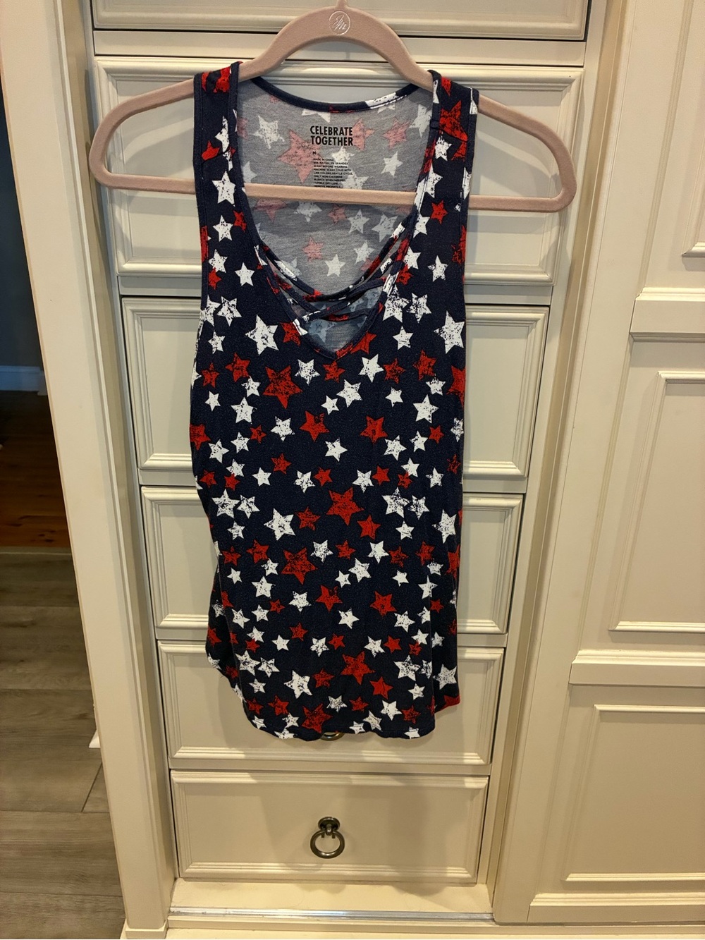 Celebrate Together Women's Navy Star Tank Top - Red & White Star Print